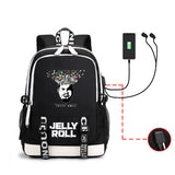 Jelly Roll Bag 2D Printed Backpack Large Capacity USB Headset Backpack