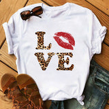Valentine's Day T Shirts Couples Spring and Summer Women's Clothing T-shirt Short Sleeve Heart Printing Bottoming Shirt
