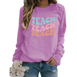 Merry and Bright Sweatshirts Teach Printed Crew Neck Sweatshirt Autumn and Winter Women's plus Size