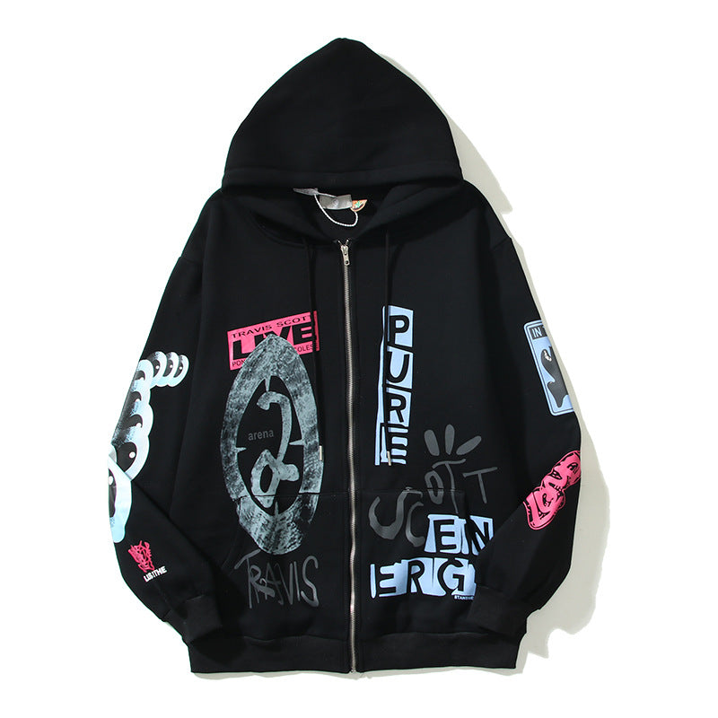 Kanye West Sunday Service Hoodie Cactus Jack Graffiti Printing Cardigan Hoodie