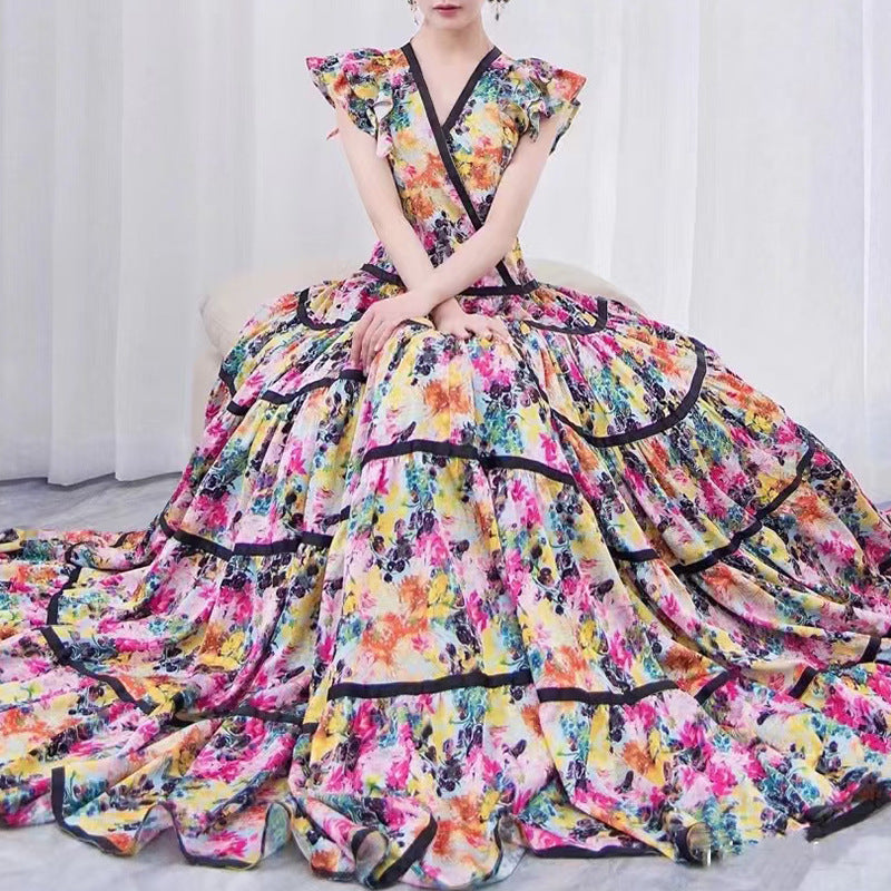 Gypsy Style Dresses Printed Peacock Dress Long Dress