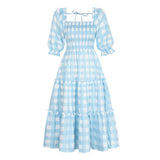 Coachella Music Festival Outfits Summer Square Collar Backless Lantern Floral Women's Dress