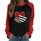 Valentine's Day T Shirt Women's Long Sleeve Heart Printing Long Sleeve