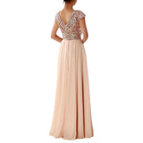 Mauve Dress Bridesmaid Autumn and Winter Dress V-neck Chiffon Stitching Evening Dress Women's Dress