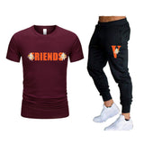 Vlone T Shirts & Pants 2 Piece Set Men'S Summer T-Shirt Short Sleeve Sports And Leisure