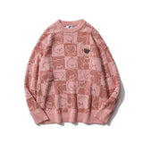 Men Sweater Cartoon Jacquard Plaid Sweater Men 'S Pullover