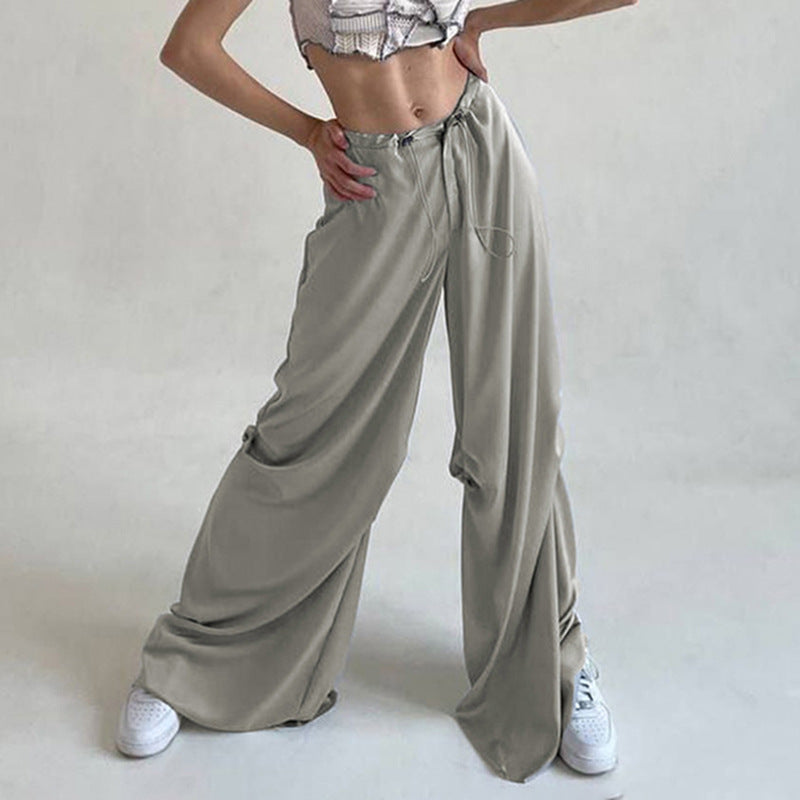 Julia Fox Low Rise Jeans Thin Elastic Drawstring Pleating Design Drape Woven Pants