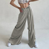 Julia Fox Low Rise Jeans Thin Elastic Drawstring Pleating Design Drape Woven Pants