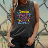 Valentine's Day T Shirt Heart Print plus Size Women's Sleeveless Blouse