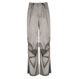 Julia Fox Low Rise Jeans Thin Elastic Drawstring Pleating Design Drape Woven Pants