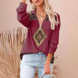 Romanian Gypsy Outfits Printed Ribbed Long Sleeve