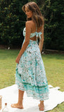 Kendall Jenner Wedding Guest Dress V-neck Bohemian Positioning Flower Dress Backless Lace-up