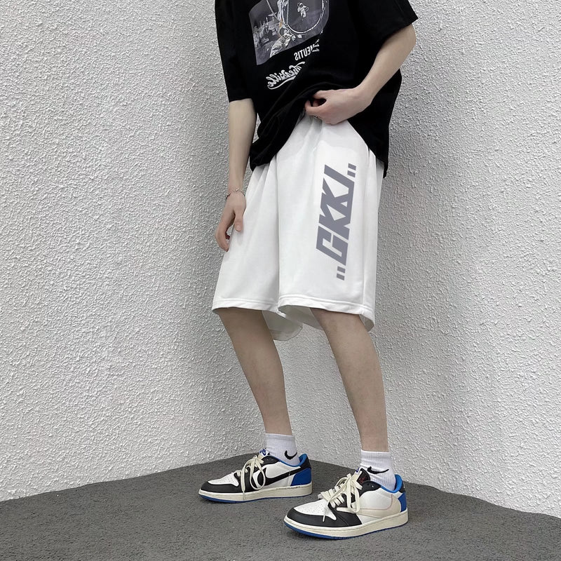 Men White Shorts Summer Shorts Men's Wide Sports Casual Pants