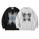 Men Sweater Printed Sweater Men's Loose round Neck Sweater