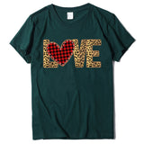 Valentine's Day T Shirt Large Size T-shirt Short Sleeve Leopard Print Love Red Plaid Heart Printing Spring and Summer