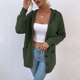 Women Cardigan Knit Sweater Autumn and Winter Hooded Sweater Cardigan Sweater Women's Coat