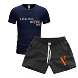 Vlone T Shirts & Shorts 2 Piece Set Men'S Sports Round Neck T-Shirt Shorts Set