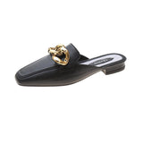 Finn Chain Pointed Toe Mule Shoes Toe Cap Semi Slipper Women's Summer Outdoor Slippers