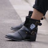 Yellowstone Cowboy Boots Autumn And Winter Vintage Metal Buckle Side Zipper Men'S Large Size Leather Boots