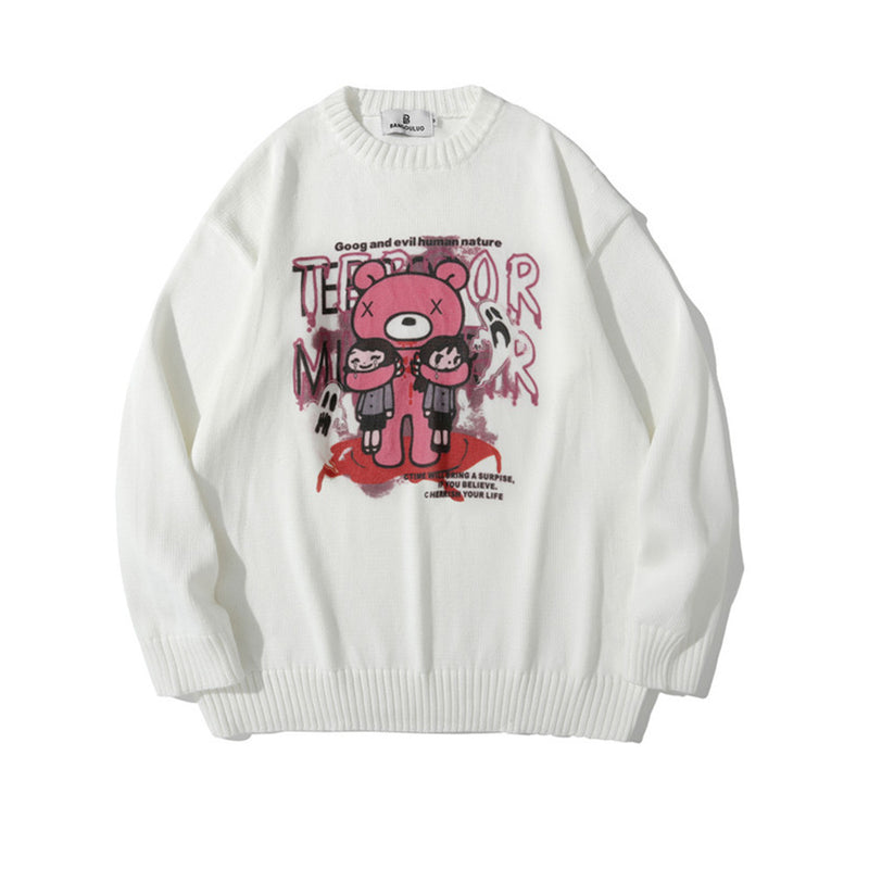 Men Sweater Cartoon Anime Print Knitwear Men 'S Pullover