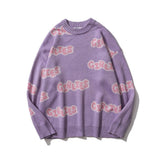 Men Sweater Letter Jacquard Knitwear Men Loose Pullover