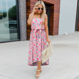Nine Britton Dress Slim-Fit Suspender Skirt Waist-Tight Floral