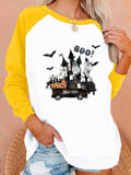 Halloween Costumes Case Printing Capless round Neck Contrast Color Sweatshirt Female
