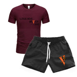 Vlone T Shirts & Shorts 2 Piece Set Men'S Sports Round Neck T-Shirt Shorts Set