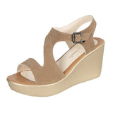 Women Open Toe Sandals Flats Summer Buckle Large Size High Heel Sandals