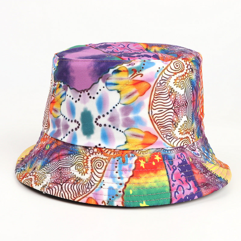Bucket Hat Fishing Cap Cotton Print Fisherman Hat Bucket Hat Color Printing Fashion Sunshade