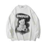 Men Sweater Cartoon Bear Brocade Sweater Men's Trendy Pullover