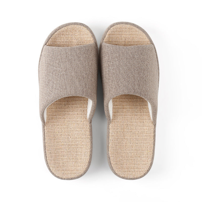 Cotton Slippers Posee New Spring and Summer Four Seasons Slippers Female Male Open Couple Indoor Non-Slip Home Household Thick Bottom Linen Slippers