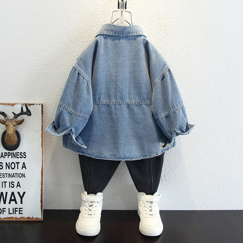 Toddler Boys Jackets Children's Clothing Boys Autumn Clothing Denim Shirt Spring and Autumn