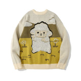 Men Sweater Lamb Pattern Brocade Sweater Men 'S Round Neck Pullover