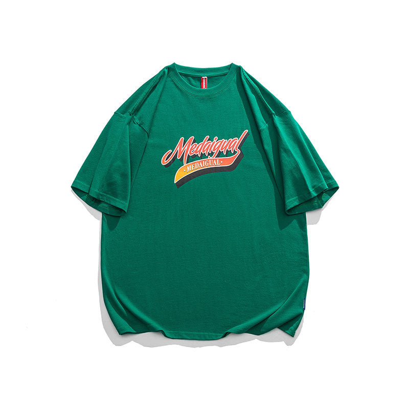Men T Shitrs Color Letter Printing Loose