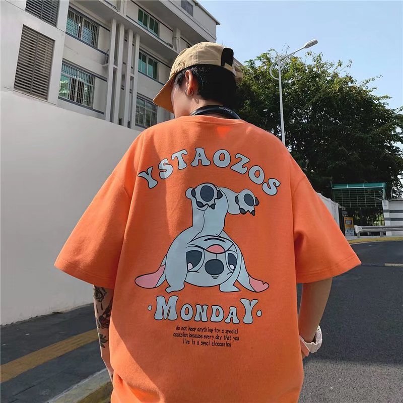 Men T-Shirts Loose Half Sleeve Print