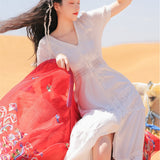 Coachella Music Festival Outfits Red Slimming Sun Protection Seaside Vacation Travel Desert Travel Dress