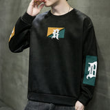 Men Hoodie Deerskin Velvet Embroidery Loose Casual