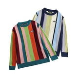 Men Sweater Vertical Striped Sweater Men's round Neck Sweater Trendy Pullover