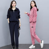 Velour Tracksuit Autumn and Winter New Hat Loose Sweater Two-Piece Set