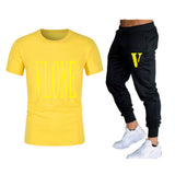 Vlone T Shirts & Pants 2 Piece Set Short-Sleeved Trousers Casual Summer Trousers For Men