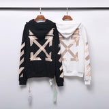 Off White Hoodie With Arrow Print Printed Cotton Sweater Zipper Coat Owt