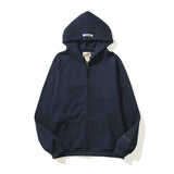 Cardigan Baseball Jacket Fog Hoodie High Street Loose Cardigan Zipper Fleece-Lined Thick Coat