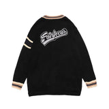 Men Sweater Vintage Color Matching Letters Embroidered Cardigan Sweater Men's Loose V-neck Sweater Coat