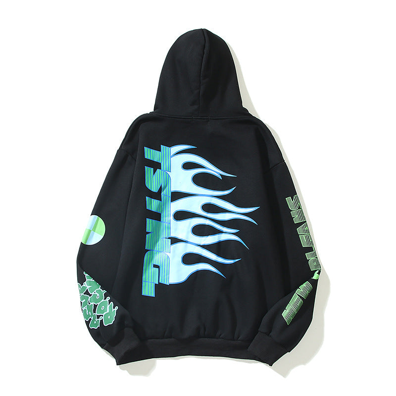 Kanye West Sunday Service Hoodie Robot Blue Flame Fleece Hoodie