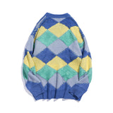 Man Fall Outfits Plaid Stitching round Neck Sweater Long Sleeve Casual Sweater Coat
