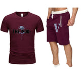 Vlone T Shirts & Shorts 2 Piece Set Rose Large V Printed Men'S And Women'S Loose Short-Sleeved T-Shirt