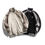 Man Fall Outfis Autumn Vintage Color Stitching Stand-Collar Top Men Hip Hop Loose Jacket Coat