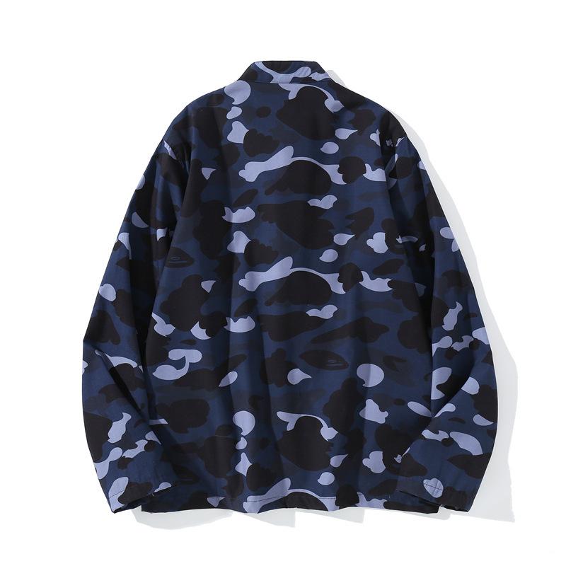 Bathing Ape Jacket Spring Fashion Brand Embroidered Chinese Style Retro Camouflage Stand Collar Tangzhuang Shirt