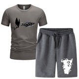 Vlone T Shirts & Shorts 2 Piece Set Men'S Summer Sports Fitness Casual Shorts Suit